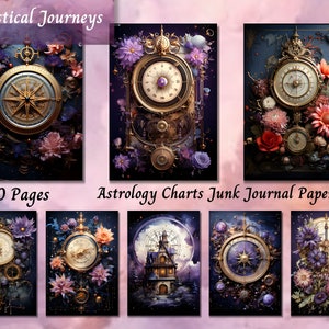 Astrology Charts Junk Journal Pages, Star Sign Printable Ephemera,  Zodiac Scrapbook Page Collage Sheet, Digital Download, Scrap paper pages