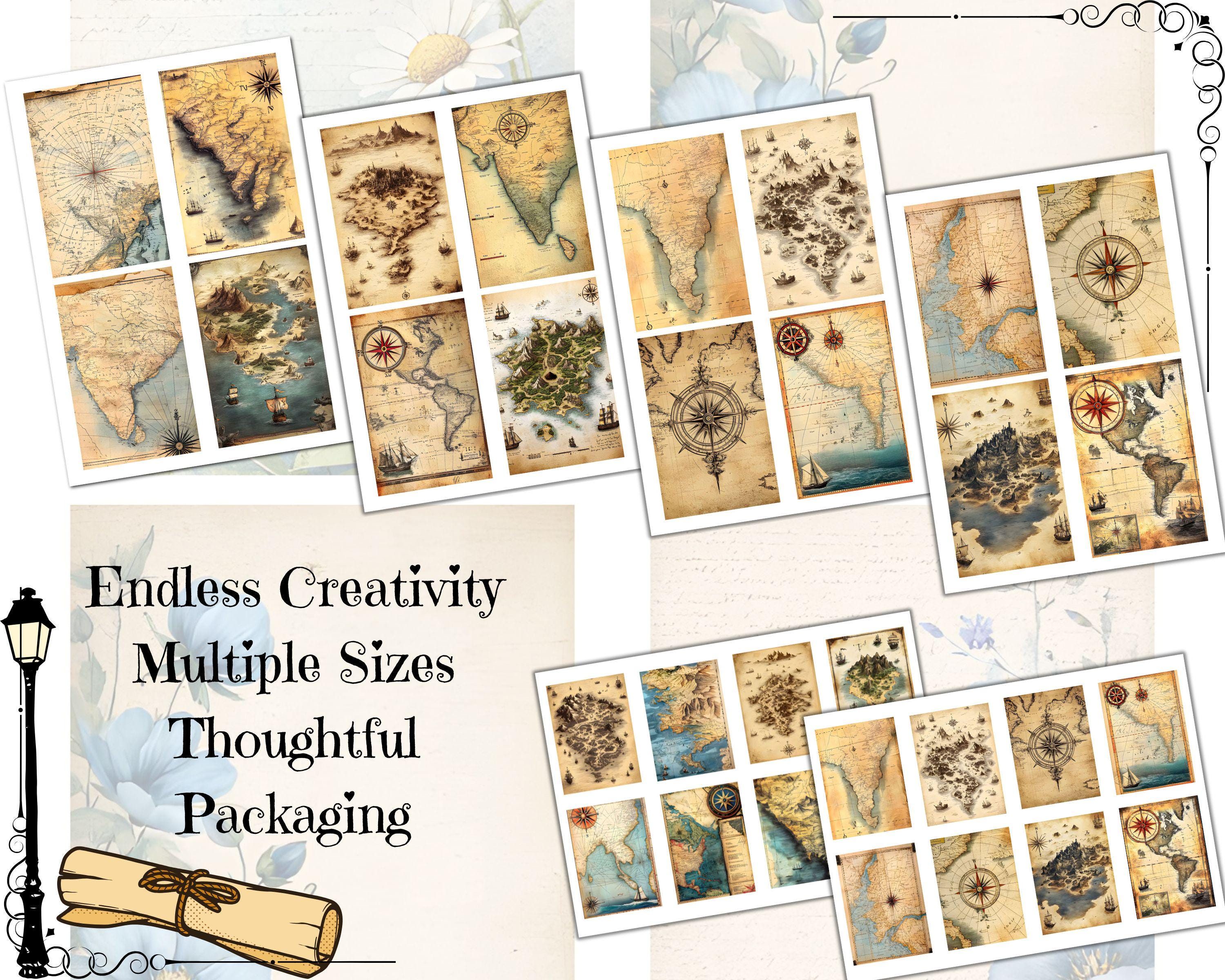 Vintage Maps Junk Journal Pages, Aged World Map Printable Ephemera, Old ...