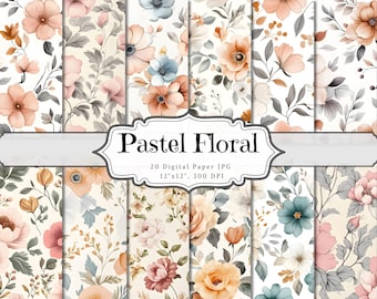 Pastel Floral Junk Journal Kit, Pastel Flower Journal Printable Pages, Soft Floral Ephemera, Shabby Pastel Scrapbook Papers