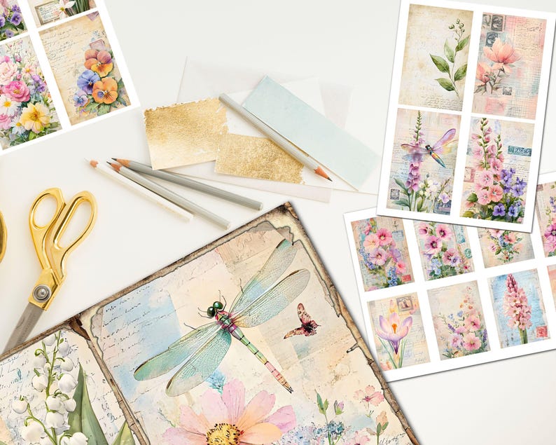 Garden Map Journal
Spring Postcard Journal
Flower Illustration Journal
Garden Tool Journal 
Birdwatching Notes Journal
Butterfly Wing Journal
Spring Poem Journal
Cottage Garden Journal