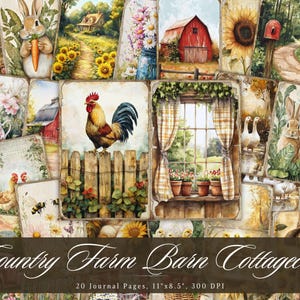 Cottagecore and Farmhouse Junk Journal Kit Printable | 20 Vintage Watercolor Pages for Scrapbooking, Memory Books | Instant Digital Download