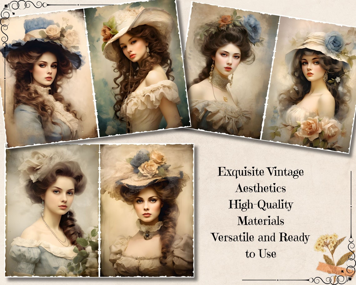 Vintage Victorian Lady Junk Journal Kit, Antique Retro Women Ephemera ...
