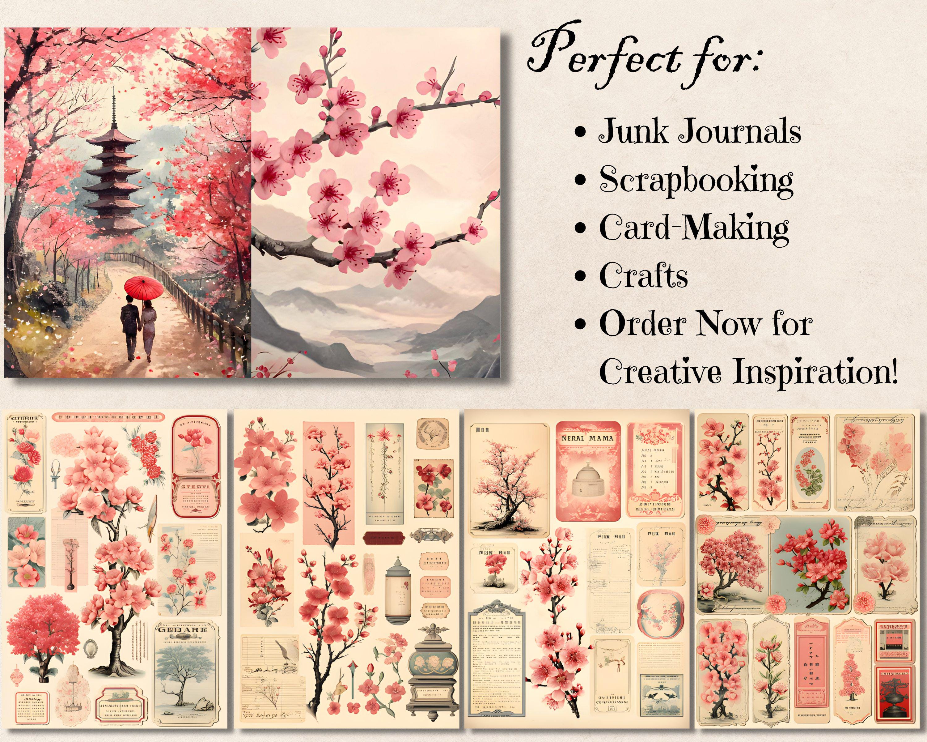 ピッピ様ジャンクジャーナル Cerry Blossom 3 Japan Junk Journal Paper, Japanese Cherry Blossom Printable