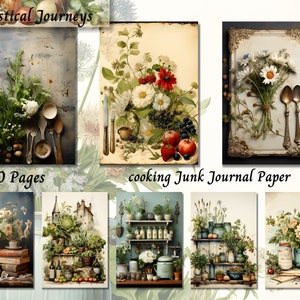 Cozinhar lixo diário papel kit jpg, cozinha imprimível coisas efêmeras aquarela digital, diário colagem scrapbook suprimentos, vintage chique gasto