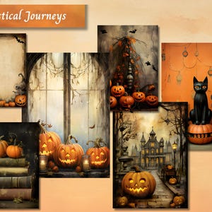 Vintage Halloween Junk Journal Paper, Creepy Pumpkin Printable Ephemera ...