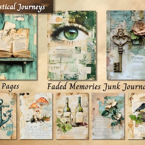 Faded Memories Junk Journal Paper, Vintage Printable Ephemera Page, Old Grunge Scrapbook Collage Sheet, Aged Background Mixed Media ATC