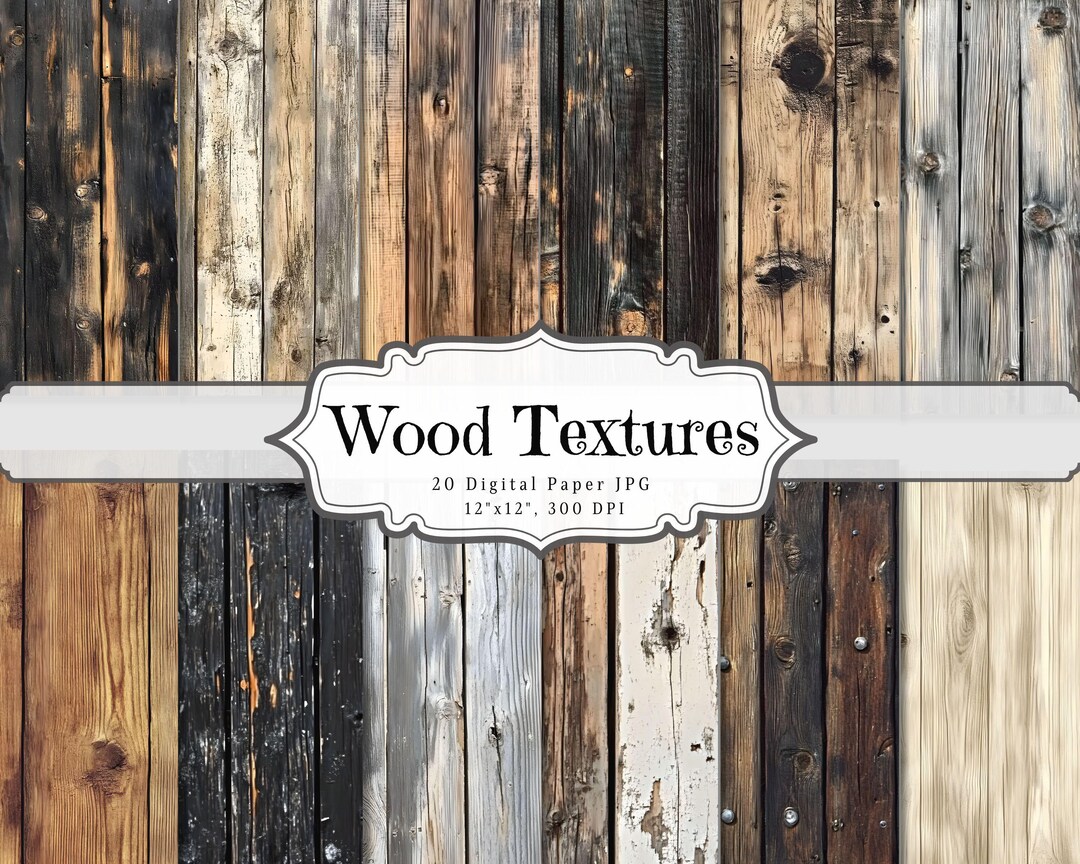 Wood Textures Digital Papers, Wooden Printable Ephemera, Rustic ...