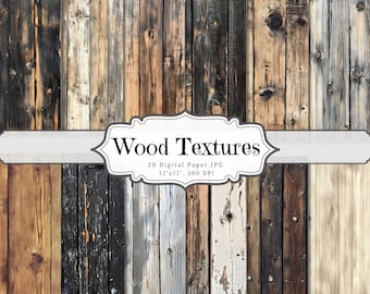 Wood Textures Digital Paper, Rustic Junk Journal Pages, Wooden Scrapbook Collage Sheets