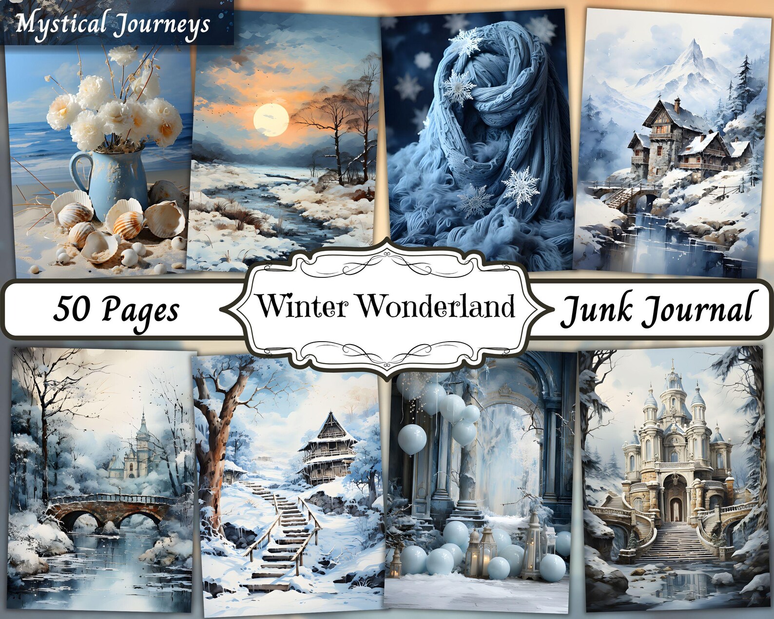 Christmas Junk Journal Bundle, Printable Ephemera Kit, Shabby Chic Junk ...