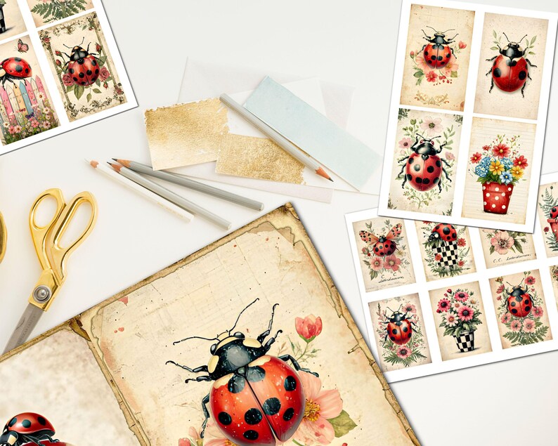Ladybug Junk Journal, Vintage Insect Printable Ephemera, Lady Bug ...