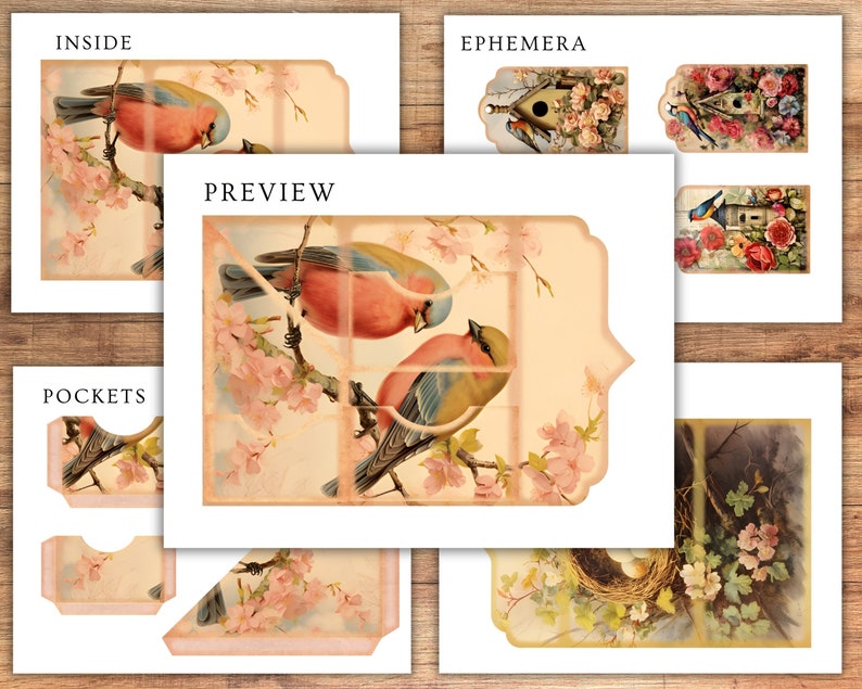 Spring Junk Journal Kit Paper, Floral Pink Nature Shabby Chic Page ...