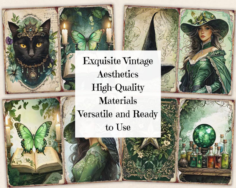 Green Witch Junk Journal Kit, Vintage Herbal Ephemera Pages, Nature ...