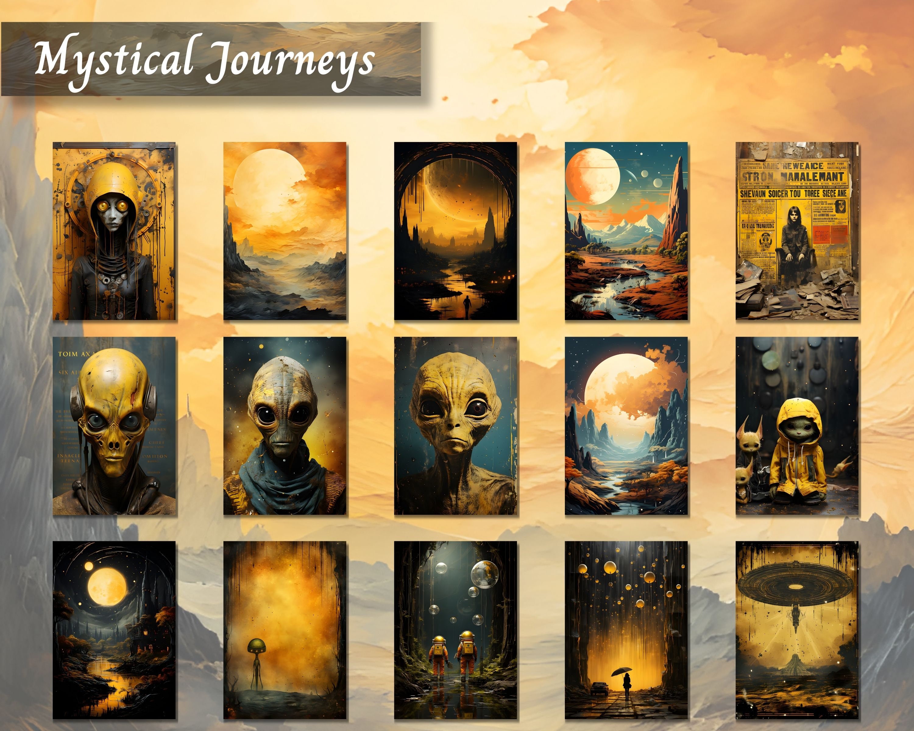 Space Aliens Junk Journal Paper, Digital Mixed Media, Printable ...