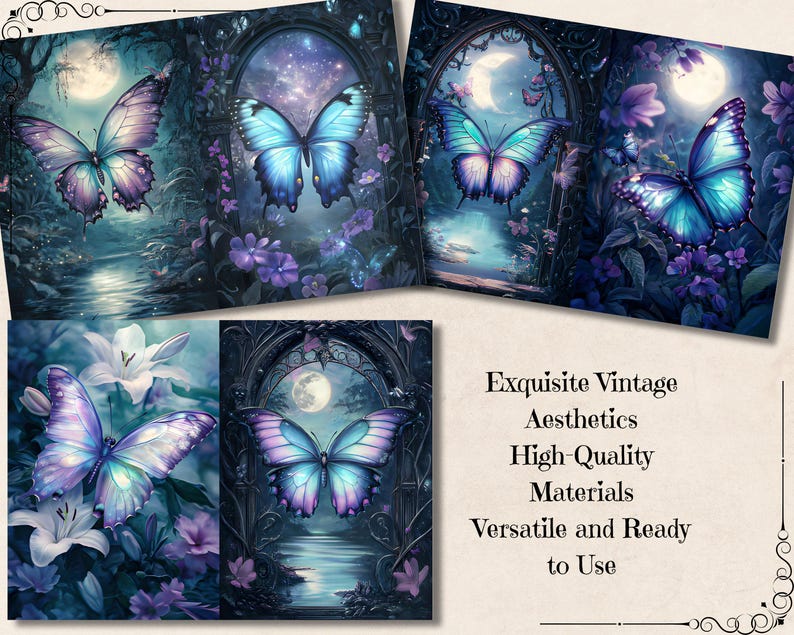 Butterfly Junk Journal Kit Page, Watercolor Fantasy Butterflies ...