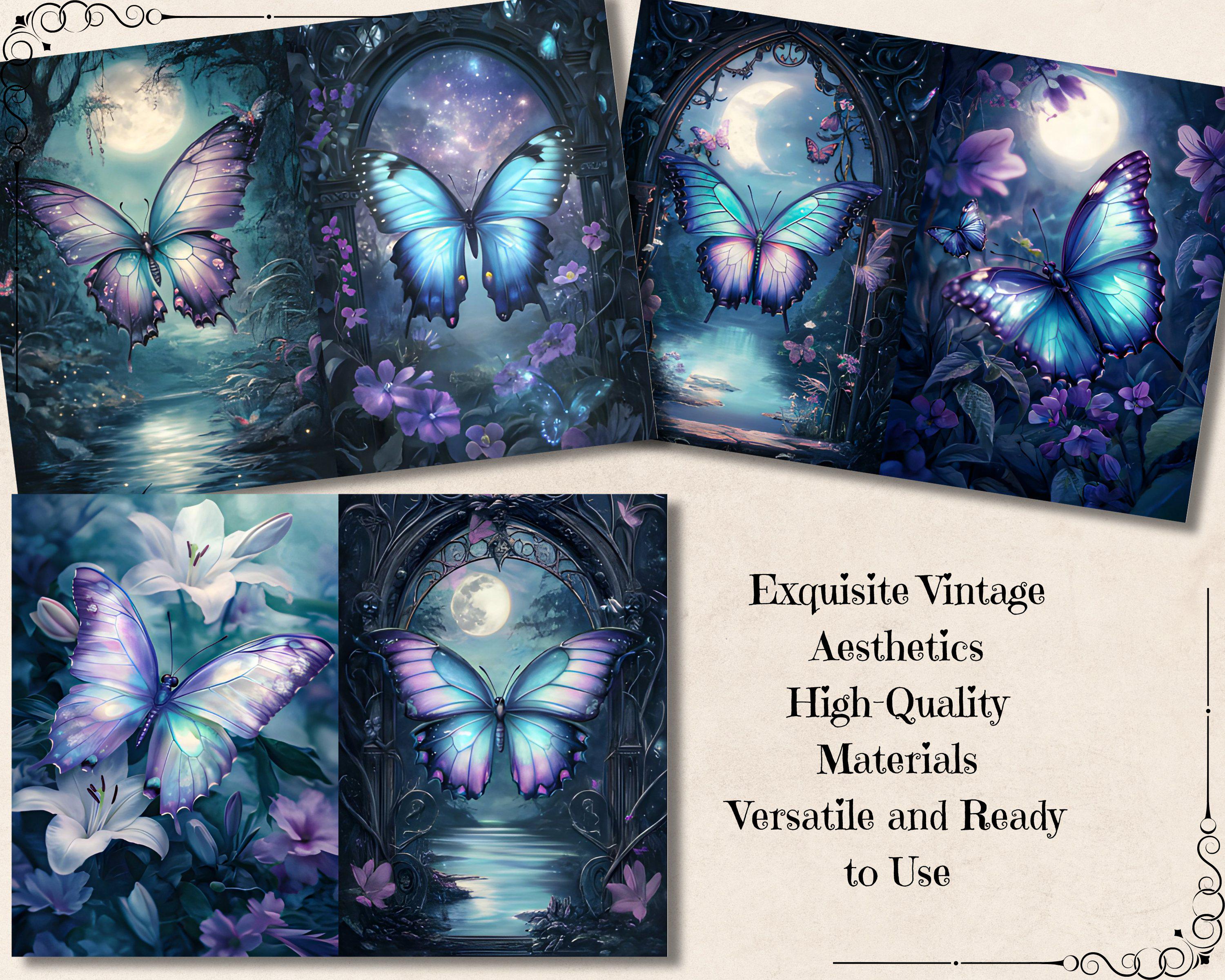 Butterfly Junk Journal Kit Page, Watercolor Fantasy Butterflies ...