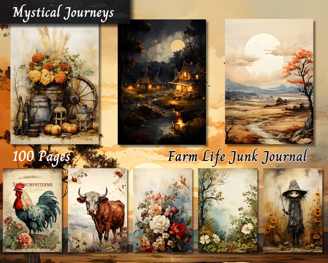 Vintage Farmhouse Junk Journal Kit | Printable Country Life Ephemera ...