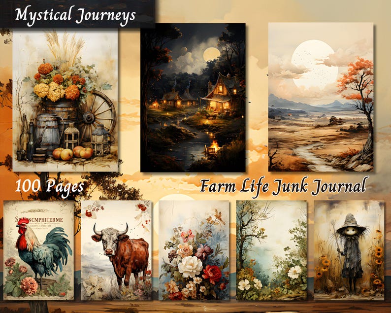 Vintage Farmhouse Junk Journal Kit | Printable Country Life Ephemera ...