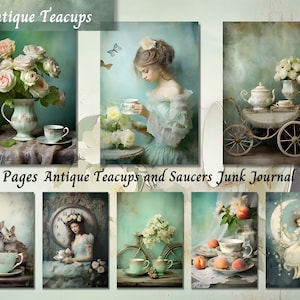Vintage Tea Time Junk Journal Pages Teacup Printables Victorian Tea Scrapbooking Supplies Tea Party Digital Papers Ephemera PDF
