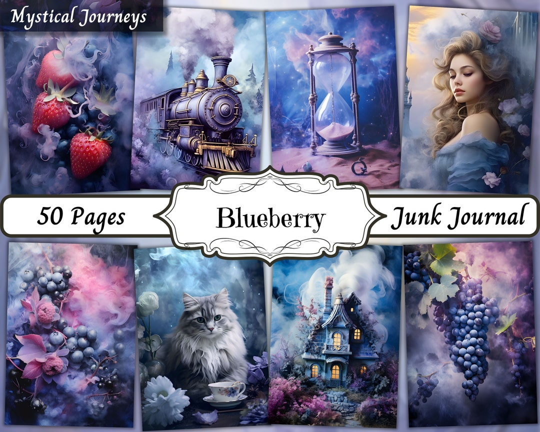 Printable Blueberry Joy Junk Journal Pages | Digital Kit for ...