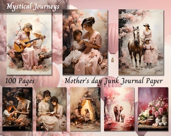 Mothers Day Junk Journal Paper Kit, Digital Mixed Media, Printable Ephemera, Mom Collage, Scrapbooking Kit, Shabby Chic, Vintage ATC Cards