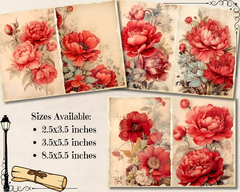 stamped red peonies
die cut red peonies
sewn red peonies
red peony pockets
red peony tags
red peony belly bands
red peony clusters
red peony fabric flowers
red peony stickers
red peony quotes
red peony poems