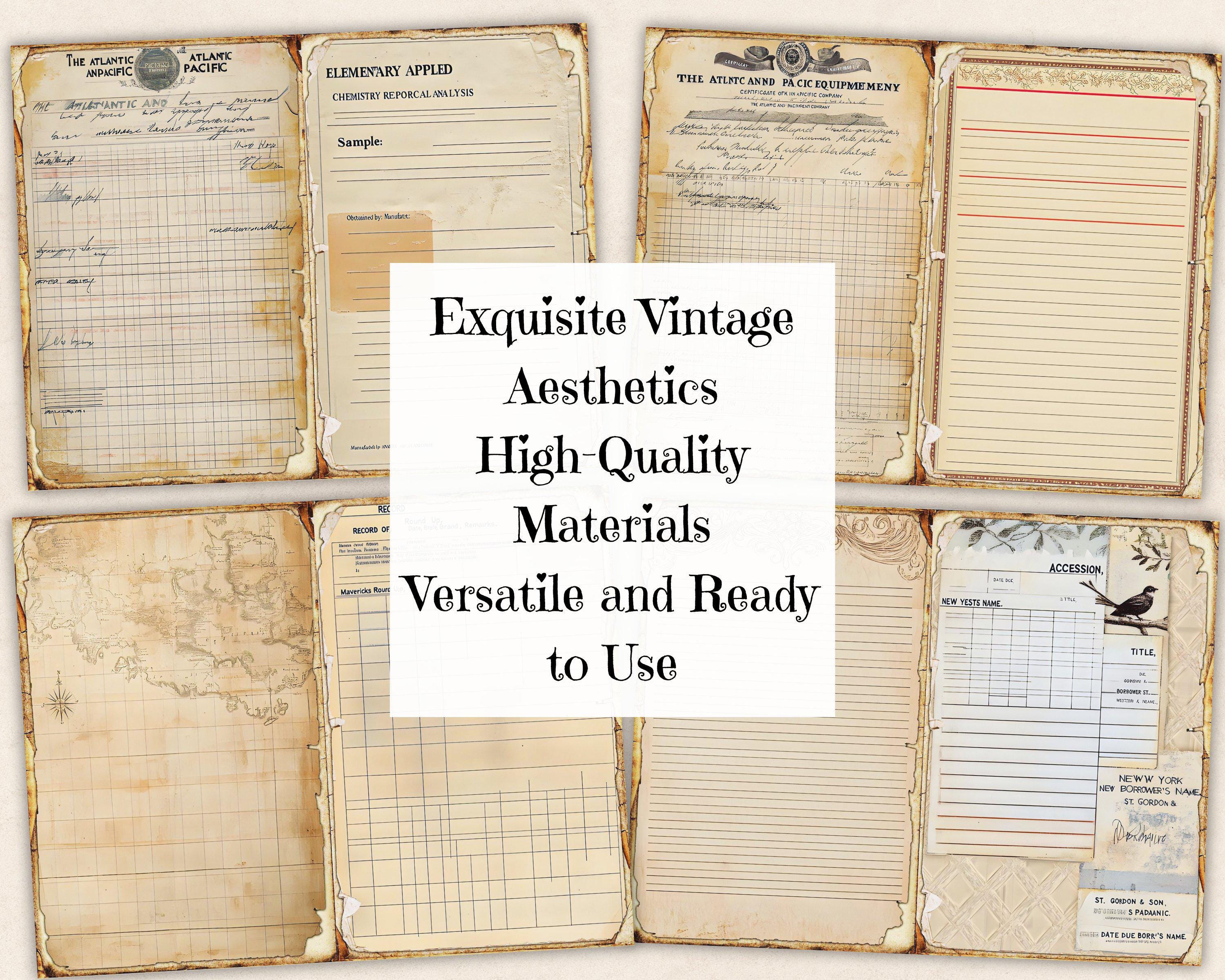 Blank Notebook Paper Junk Journal, Vintage Old Printable Ephemera, Aged ...