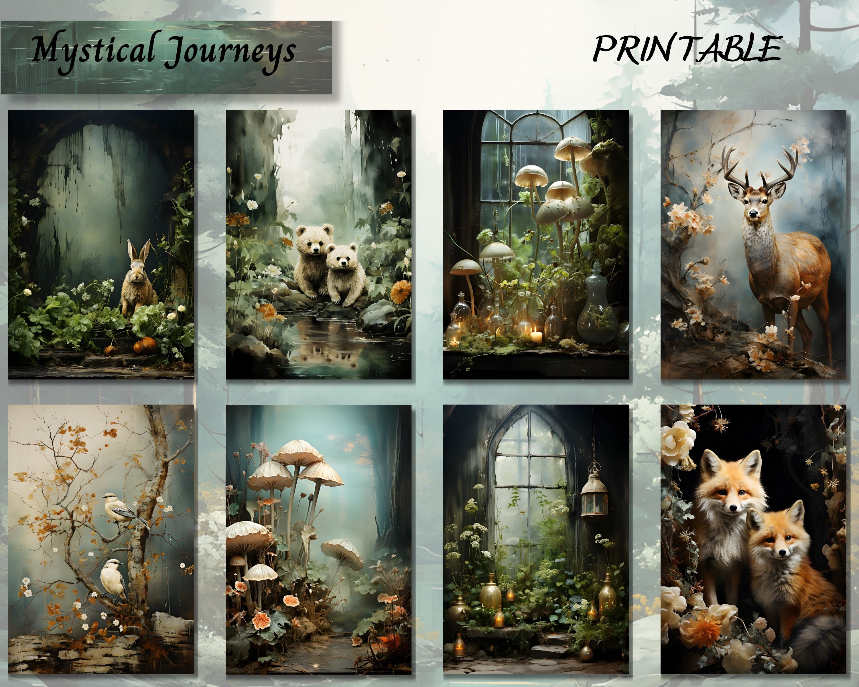 Woodland Creatures Junk Journal Kit JPG, Watercolor Vintage Printable ...