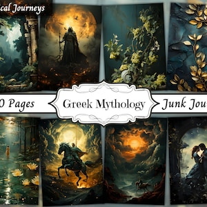 Papier pour carnet de la mythologie grecque, kit de journalisation indésirable, documents éphémères imprimables sombres, coupe numérique difficile, scrapbooking techniques mixtes, collage de cartes ATC