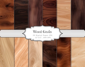 Wood Grain Digital Papers, Natural Wood Texture Printable Pages, Rustic Wooden Scrapbook Paper, Wood Background Bundle