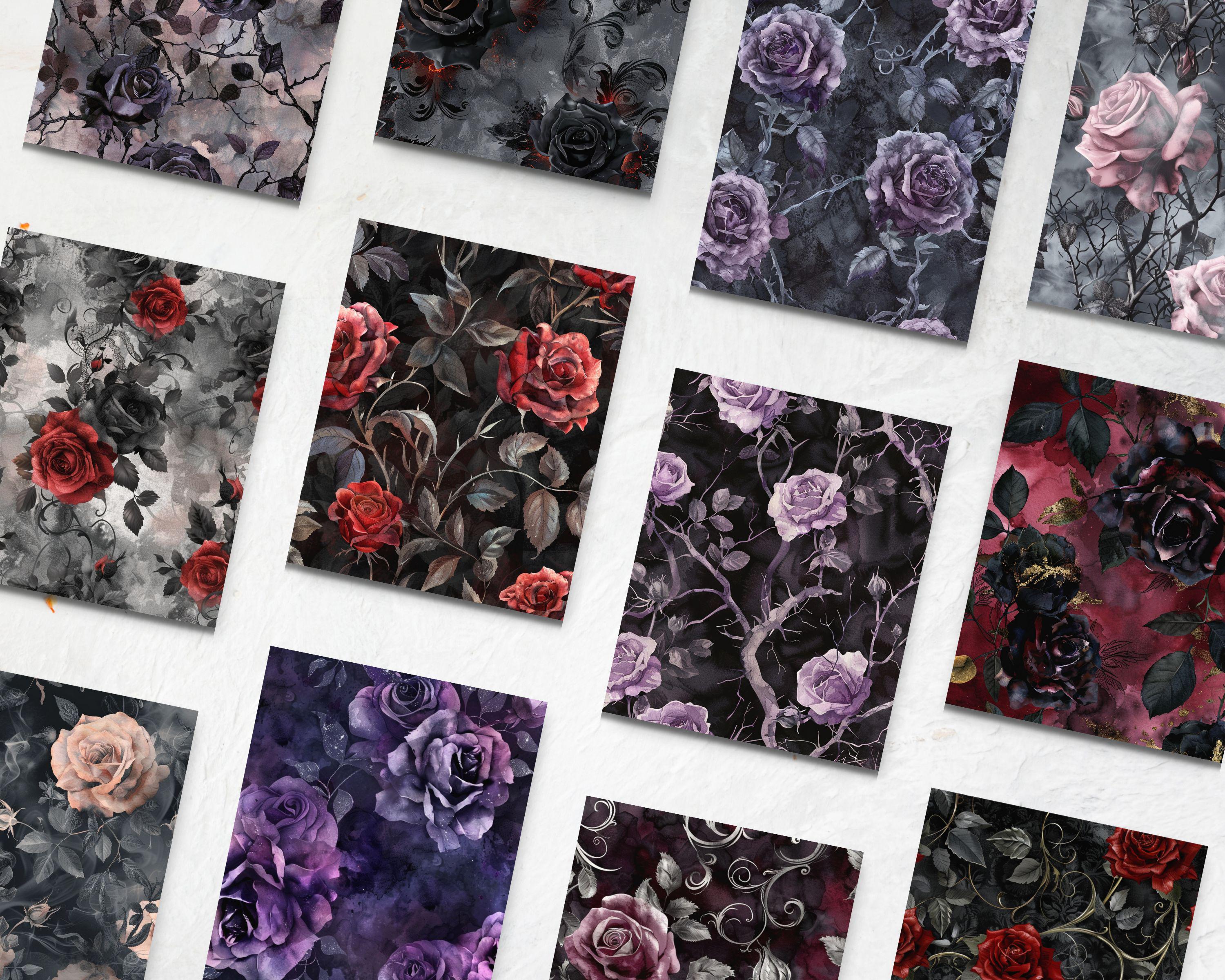 Gothic Roses Junk Journal Pages | Dark Floral Ephemera | Printable Kit ...