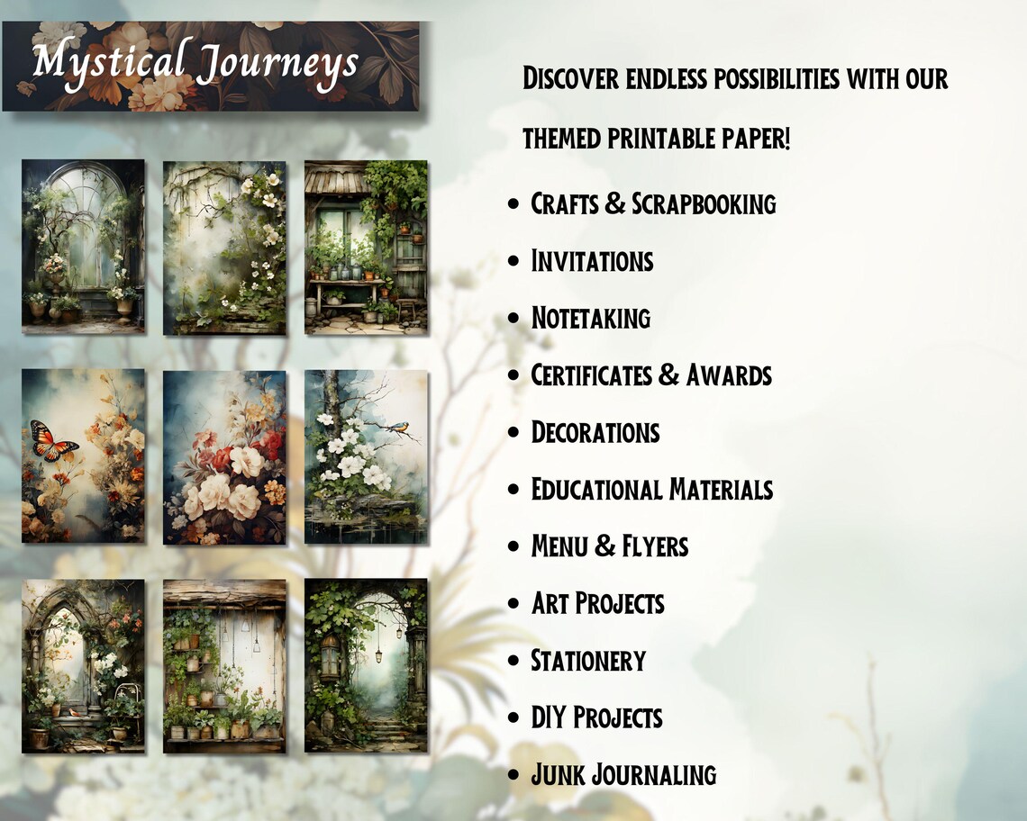 Folio Junk Journal Kit Paper JPG, Shabby Chic Digital Printable ...