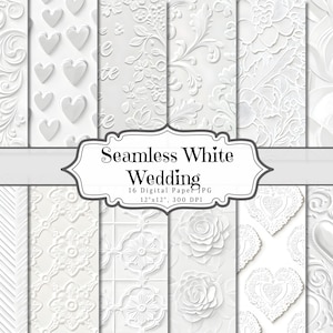 Weißes Hochzeit Digital Papier, elegante weiße druckbare Ephemera, Vintage Spitze Scrapbooking Collage Sheet, Hintergrund Mixed Media Seiten ATC