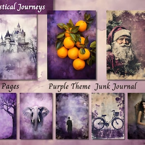 Purple Theme Junk Journal Paper, Watercolor Lilac Soft Purple Printable Ephemera, Scrapbook Collage Sheet Page, Background Mixed Media ATC