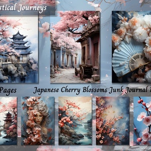 Junk Journal Paper Kit, Printable Shabby Chic, Digital Ephemera, Scrapbooking Collage, Cherry Blossom Journaling, Background ATC Supplies,