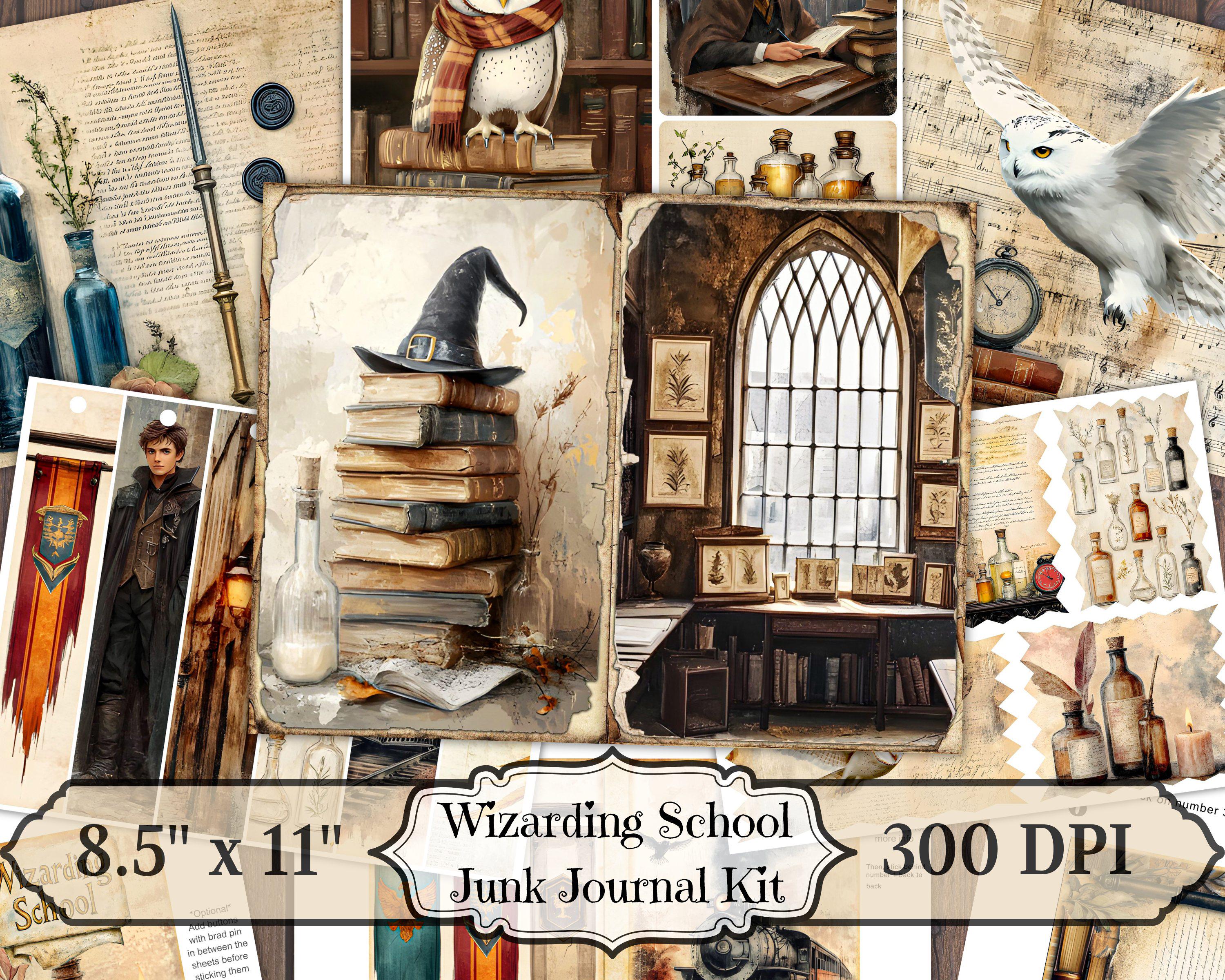 Wizarding School Junk Journal, Vintage Wizard Printable Ephemera, Aged ...