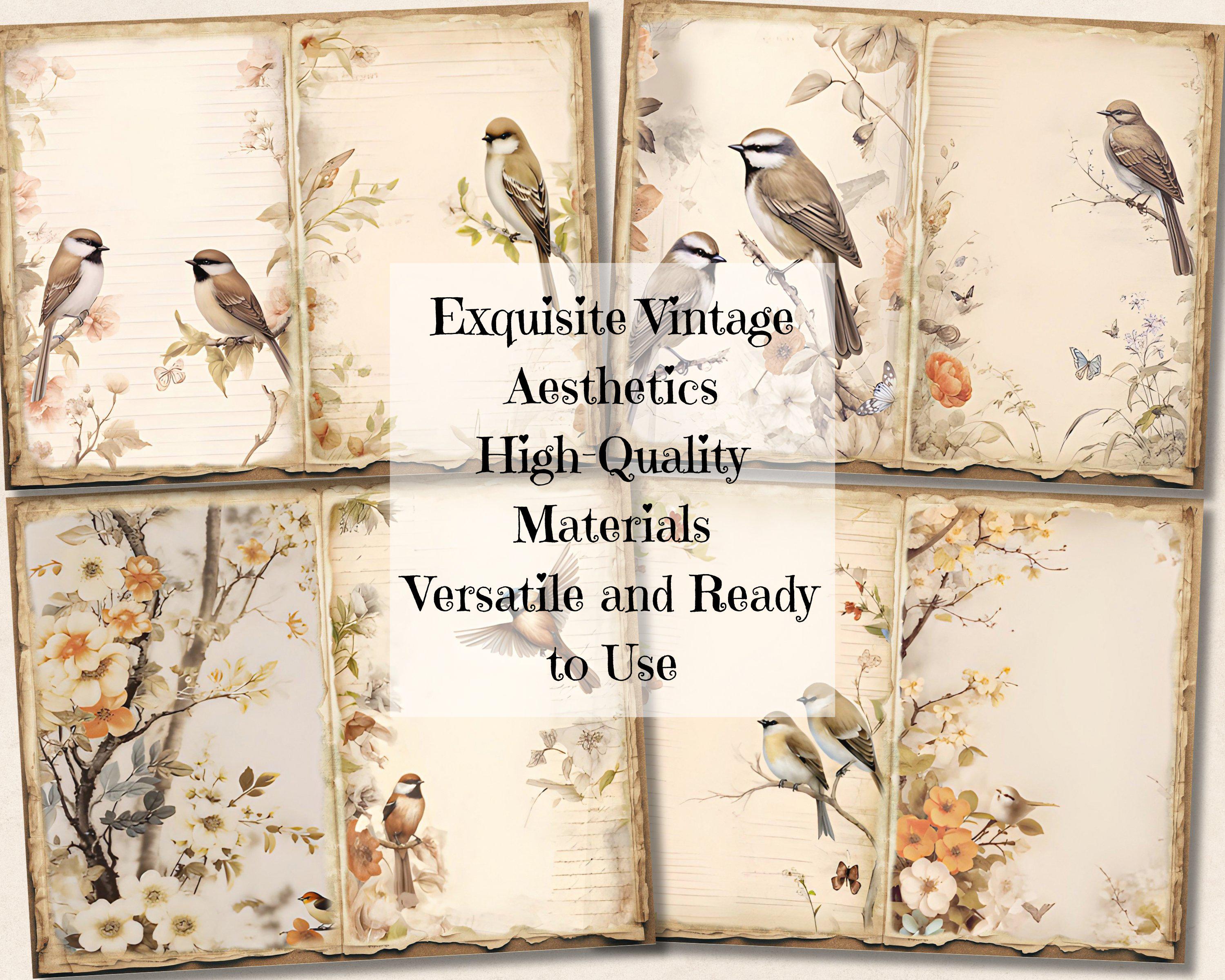 Bird Garden Junk Journal Pages, Vintage Birds & Floral Ephemera ...
