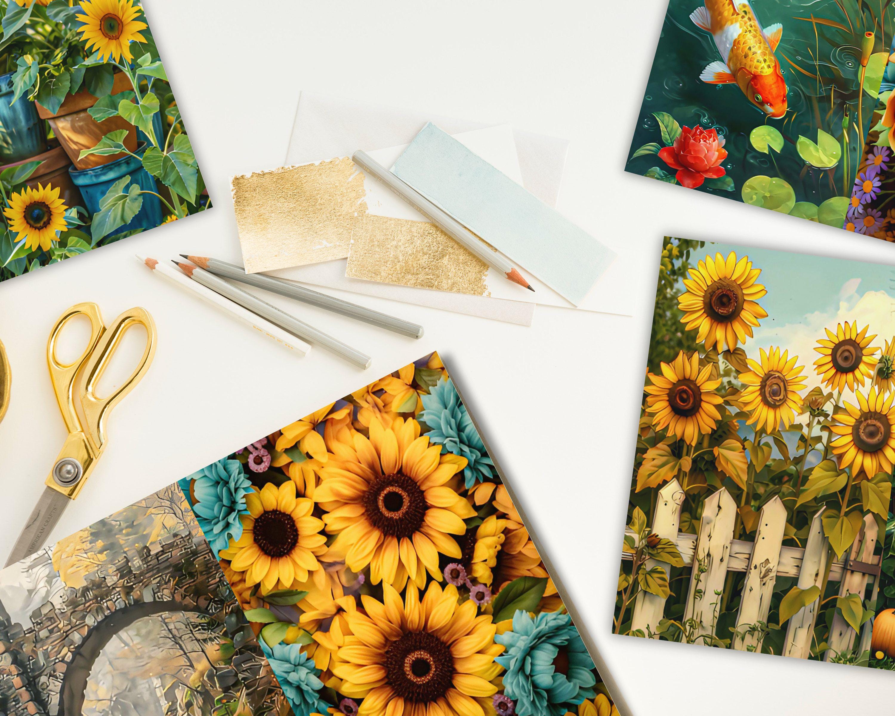 Vintage Sunflower Junk Journal Page | Floral Printable Ephemera Kit ...