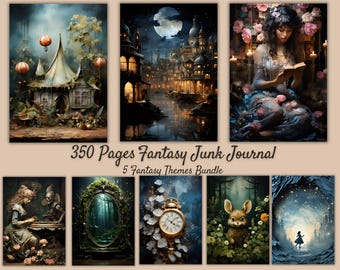 358 Fantasy Junk Journal Kit, Printable Fantasy Journal Pages, Magical Ephemera Pack, Vintage Scrapbook Paper, Digital Download