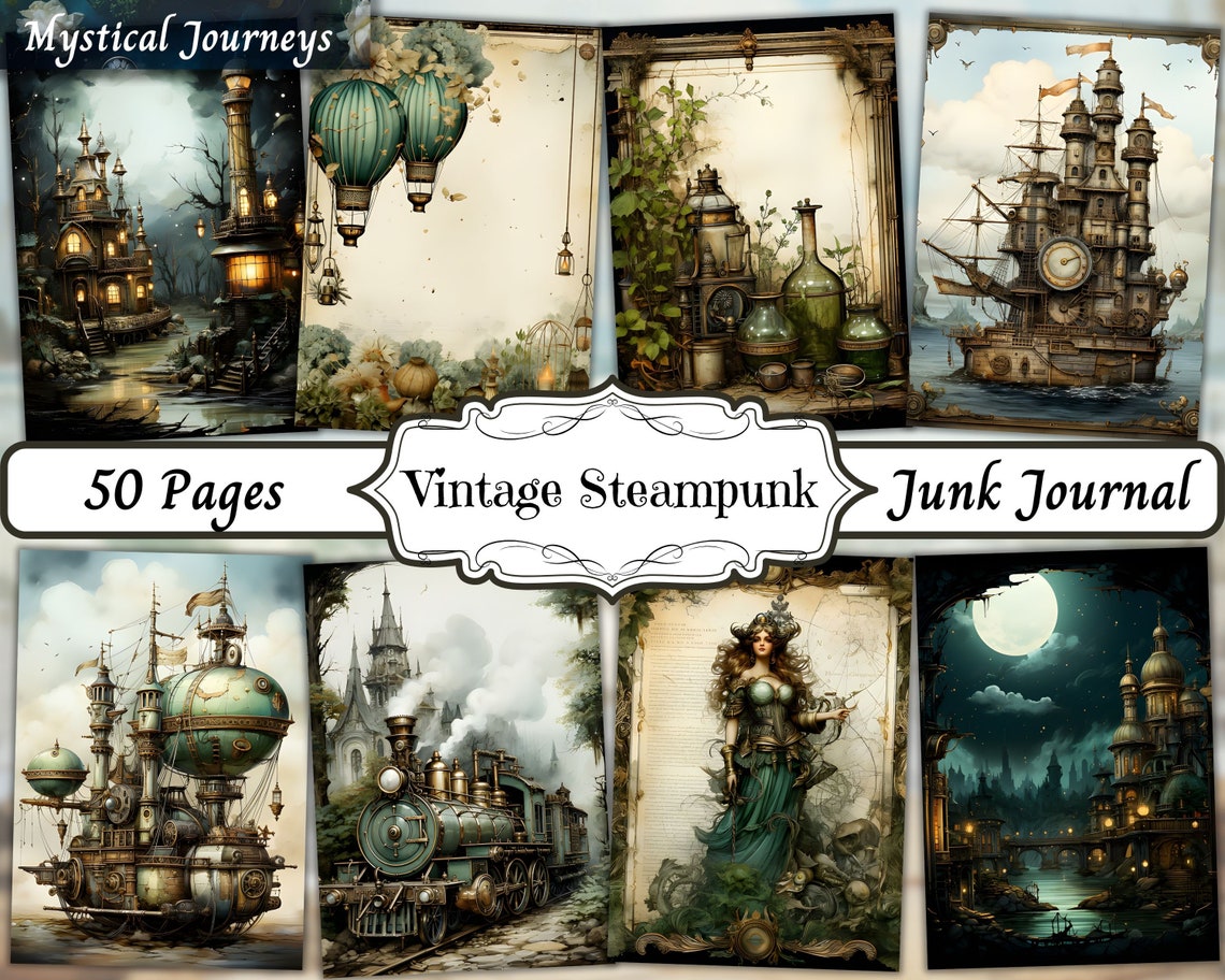 Vintage Steampunk Junk Journal Pages, Victorian Industrial Ephemera, A4 ...