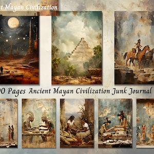 Großes Journaling Bündel, Junk Journal Papier der alten Maya Kultur, Vintage Digital Druckbare Ephemera, Scrapbook Collage Blatt Hintergrund
