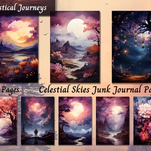 Puede incluir: 100 páginas de papel para diario de desecho con cielos celestiales con lunas, estrellas y paisajes. El papel es perfecto para crear diarios, álbumes de recortes y otras manualidades de papel únicos y personalizados.