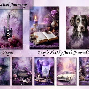 Kit de journal indésirable de rêve violet - pages de journal imprimables, feuilles de collage éphémères vintage, papier de scrapbooking numérique floral et papillon