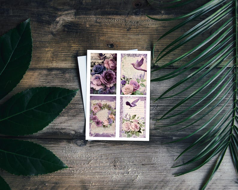 Floral Purple Junk Journal Kit | Printable Ephemera Bundle | Vintage ...