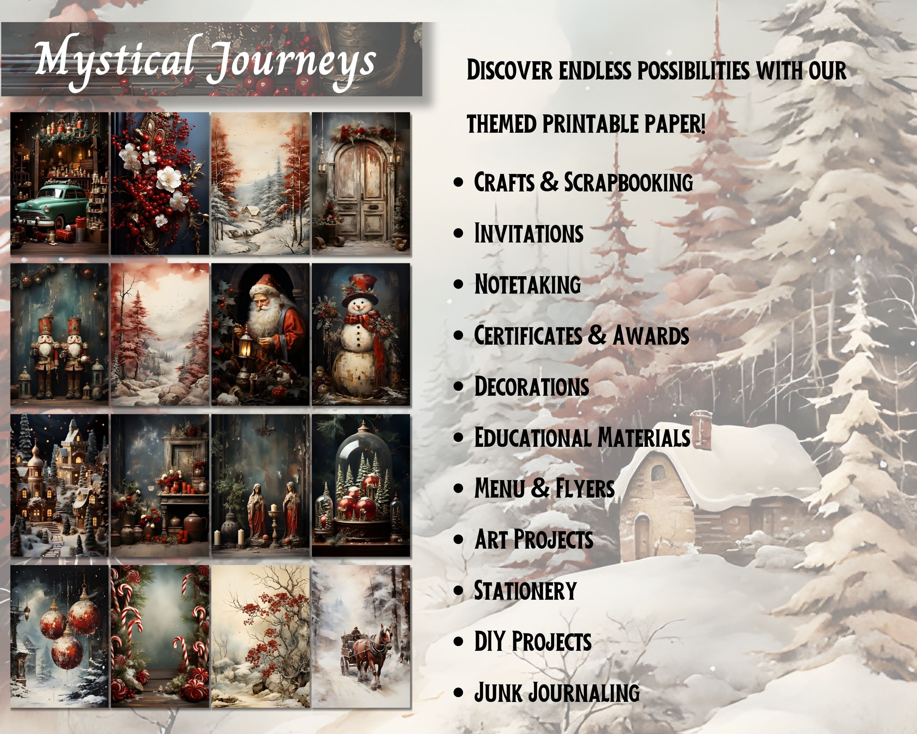 Christmas Junk Journal Pages Download Kit Ephemera, Wonderland Junk ...