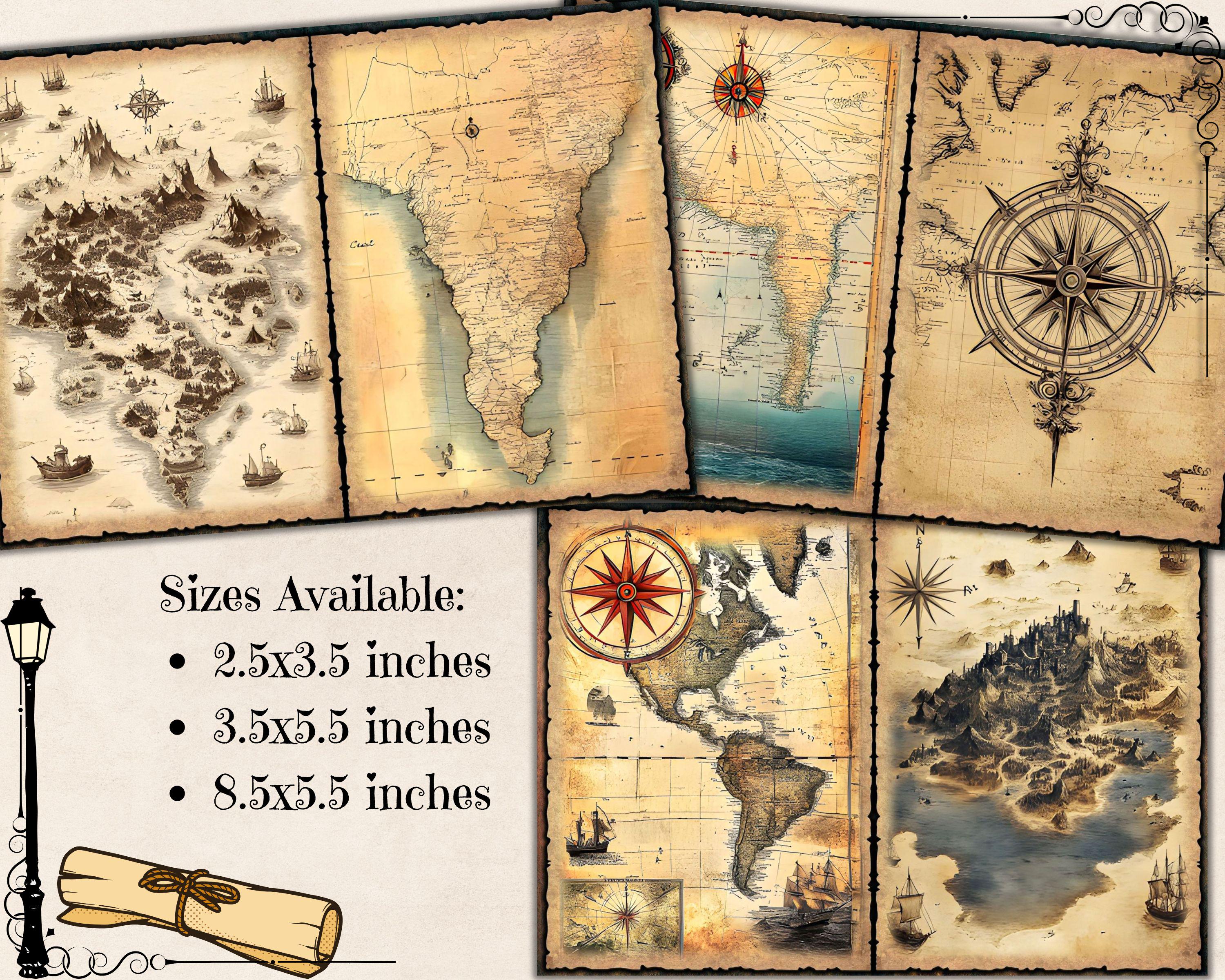 Vintage Maps Junk Journal Pages, Aged World Map Printable Ephemera, Old ...