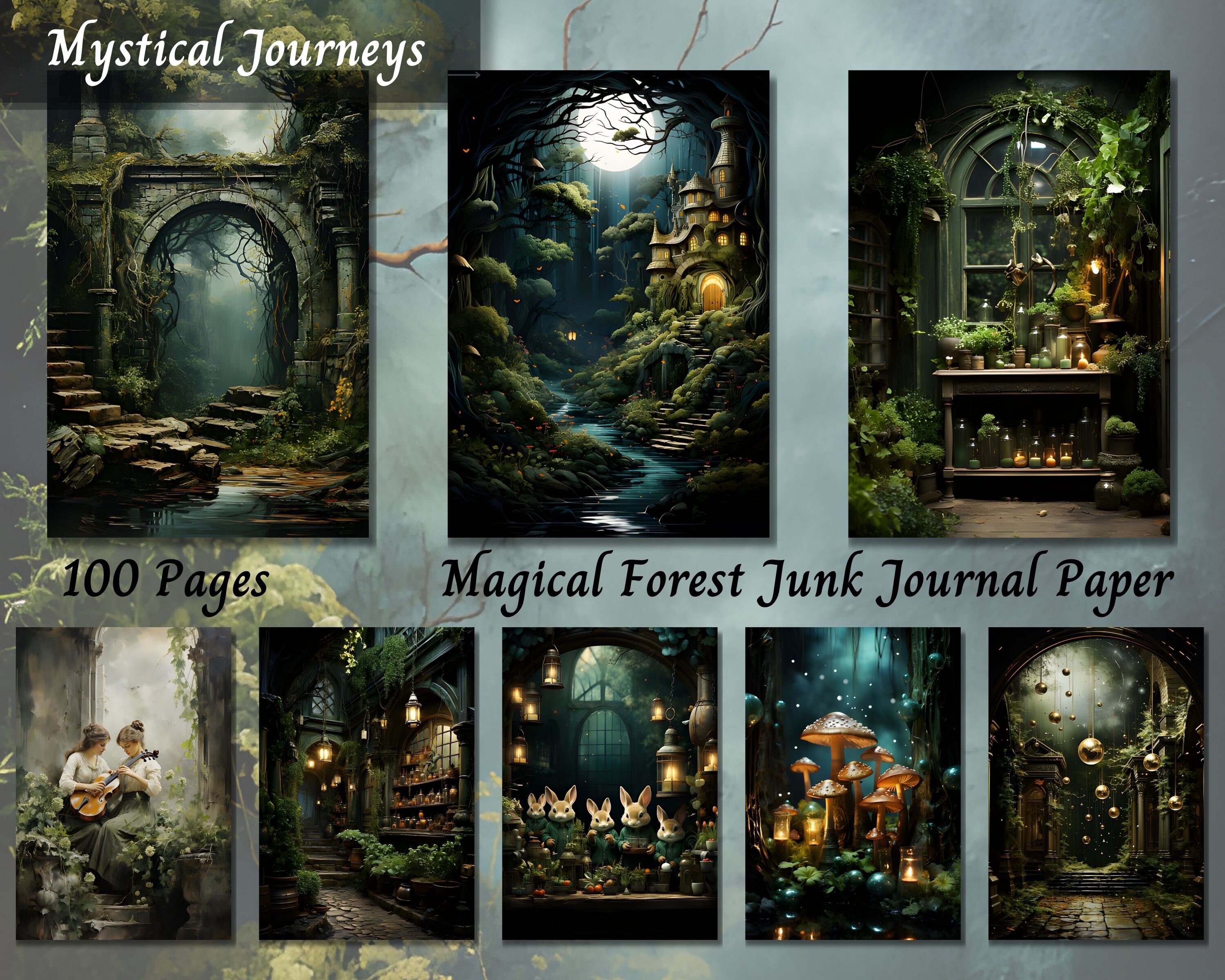 Enchanted Forest Junk Journal Pages, Printable Digital Papers for ...