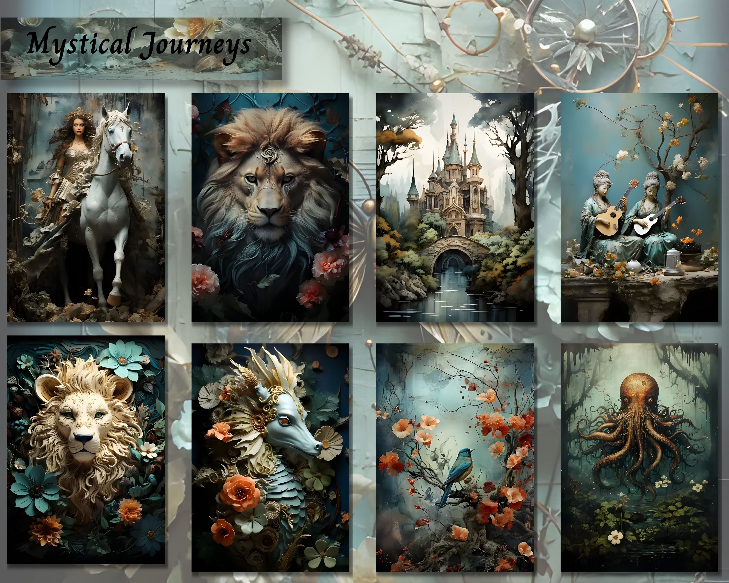Mythical Creatures Junk Journal Kit, Shabby Chic Fantasy Ephemera ...