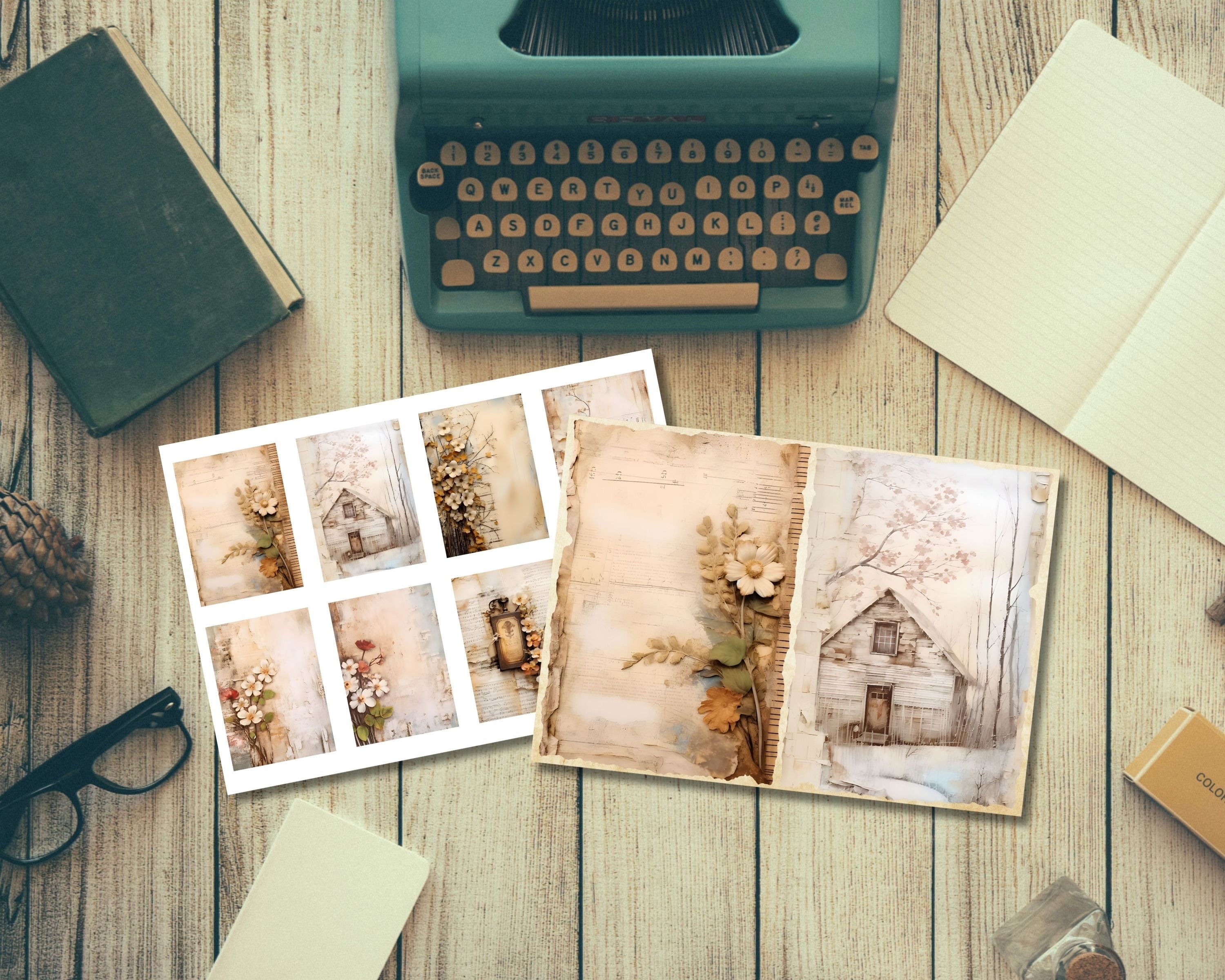 Rustic Style Junk Journal Kit, Printable Ephemera Page, Digital Mixed ...