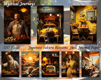 Japanese Sakura Blossoms Junk Journal, Vintage Japan Digital Paper, Digital Scrapbooking, Printable Ephemera Pages, Retro Background Collage