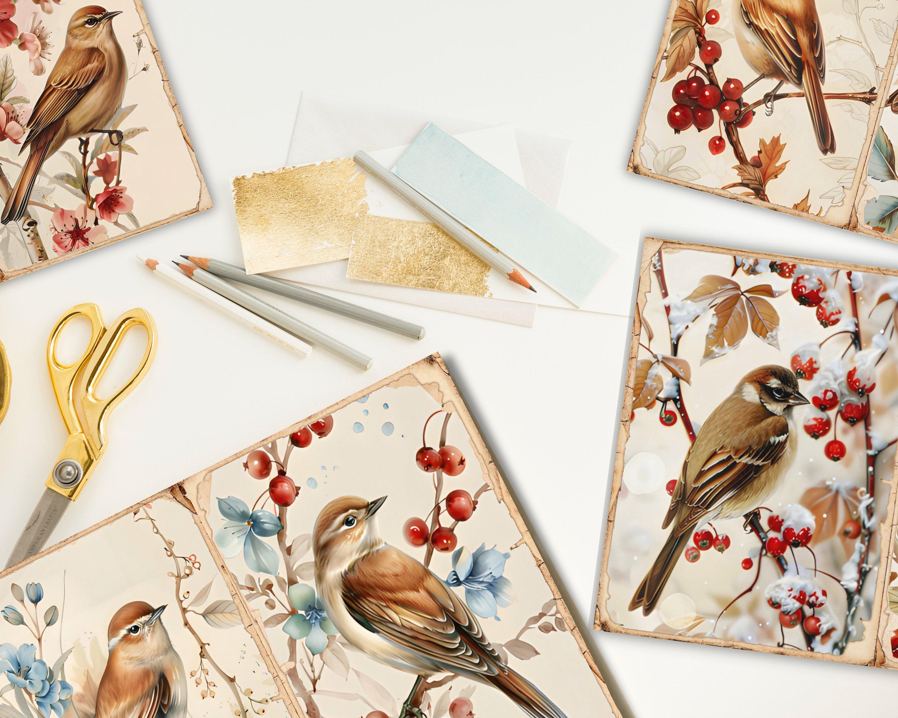Winter Birds Junk Journal Pages, Vintage Bird Printable Ephemera ...